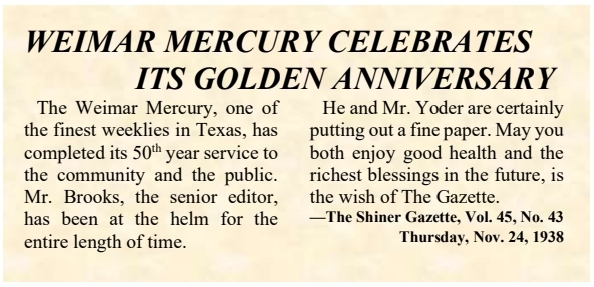 That's amazing, really, that they would write so warmly of another newspaper. I know it exists, but I certainly couldn't tell you when they started publishing.