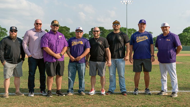 From left is DJ Pustka, Russell Boothe Jr, Colton Henley, AJ Perez, Garet Pustka, Brady Strauss, assistant coach Steven Cerny and head coach Daniel Boedeker.  Photo courtesy of Photos by Lori Raabe.