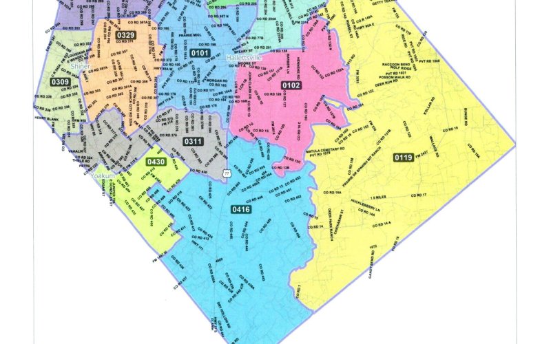 Lavaca County voter precinct locations.