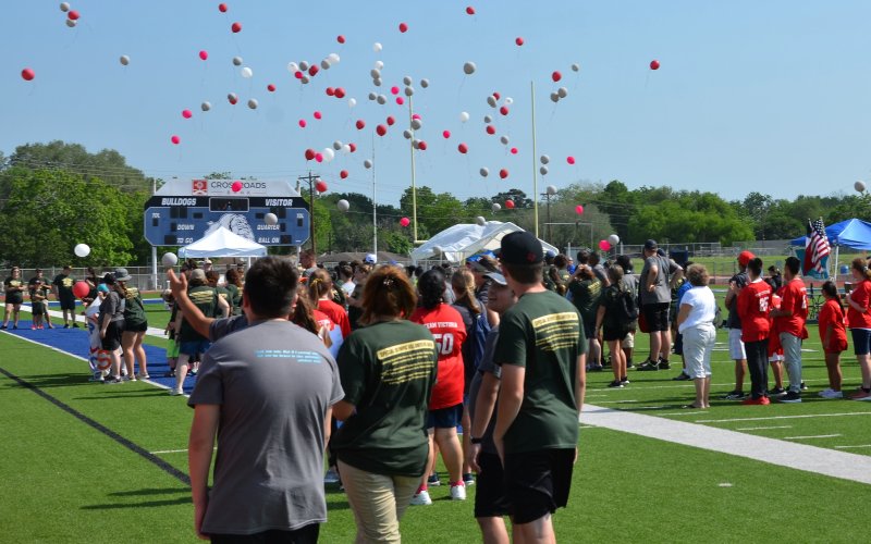The opening ceremony of the 2022 DeWitt Lavaca Special Olympics included releasing balloons into the sky before commencing the contests.