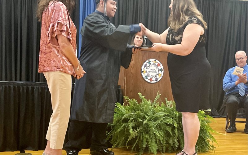 Jaylen Gomez of Moulton ISD was recognized as a graduate at the DeWitt-Lavaca Special Education Cooperative (DLSEC) graduation celebration on Friday, May 20.