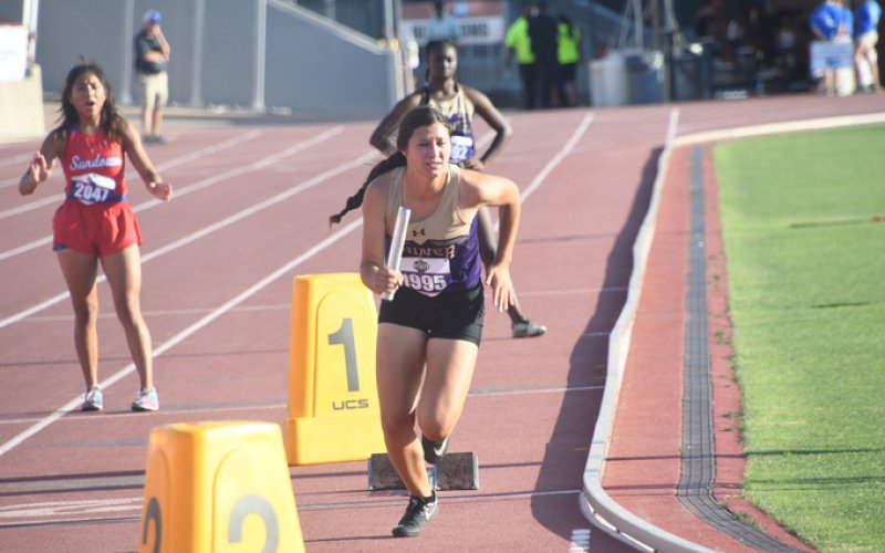 Brooke Palmer at the start of the spring relay. Photo by Mark Lube