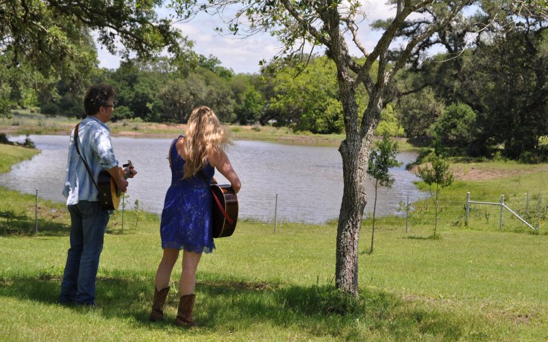 A couple of performers seek out back of the Moravia parish hall for a quick warm up before they take the stage at the 2019 Serenade.