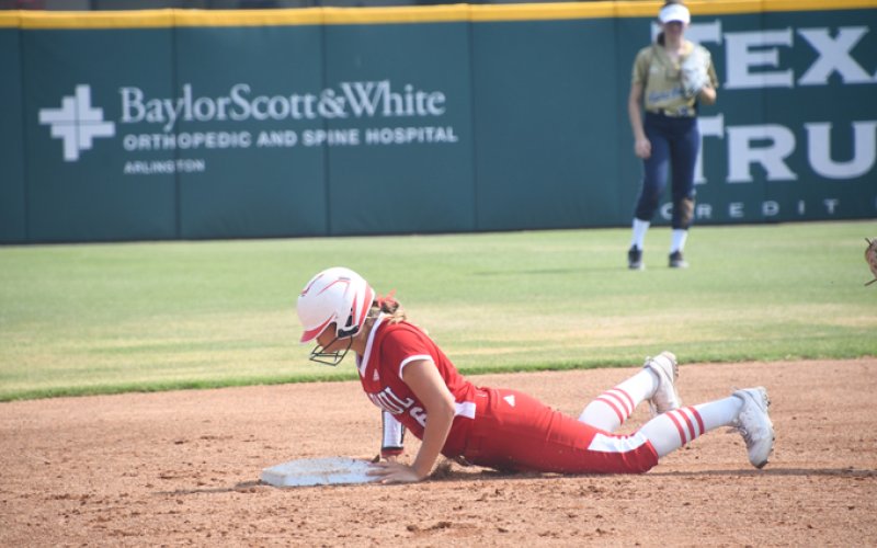 Jessica Fikac is safe at second. Photo by Mark Lube.