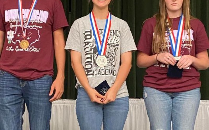 Moulton's Lily Simper, shown at center earlier that day in Austin, not only helped her Math Team take second statewide but she also claimed a silver medal as an individual in Calculator Applications. She had to leave early that day to join her softball team at the area championship game, where the Kittens postseason play ended for 2022.