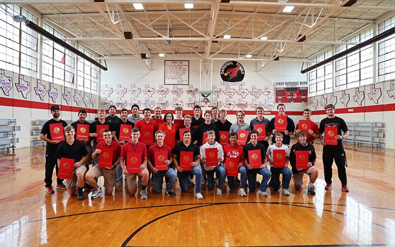St. Paul Cardinals TAPPS 2A state championship football team.  Photo courtesy of Andrea Fischer/Lois W. Kolkhorst Campaign