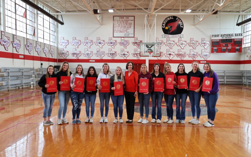 St. Paul Lady Cardinals TAPPS 2A 2022 state championship basketball team. Photo courtesy of Andrea Fischer/Lois W. Kolkhorst Campaign