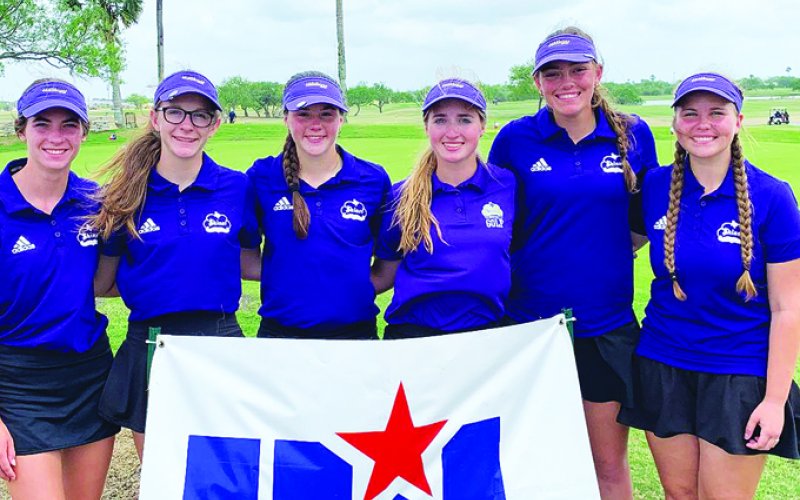 The Lady Comanches golf team. From left is Lauren Faldyn, Grace Migl, Autumn Bishop, Megan Winkenwerder, Chelsea Whiddon and Brianna Sofka. Photo courtesy of Michelle Winkenwerder.