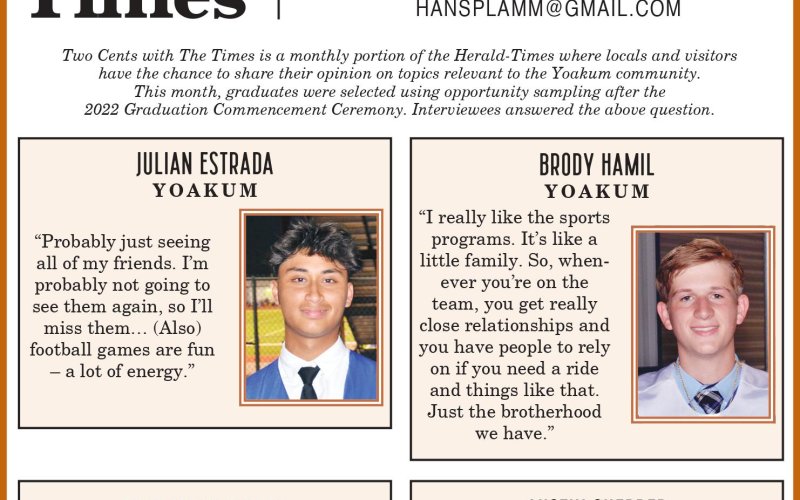 YHS Class of 2022 graduates explain what they'll miss most about being a student at Yoakum High School.