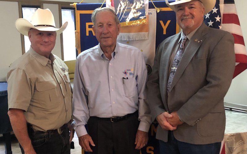 DeWitt County Sheriff Carl Bown, Bill Lopez and Lavaca County Sheriff Micah Harmon pose together in October 2021.  Contributed photo.