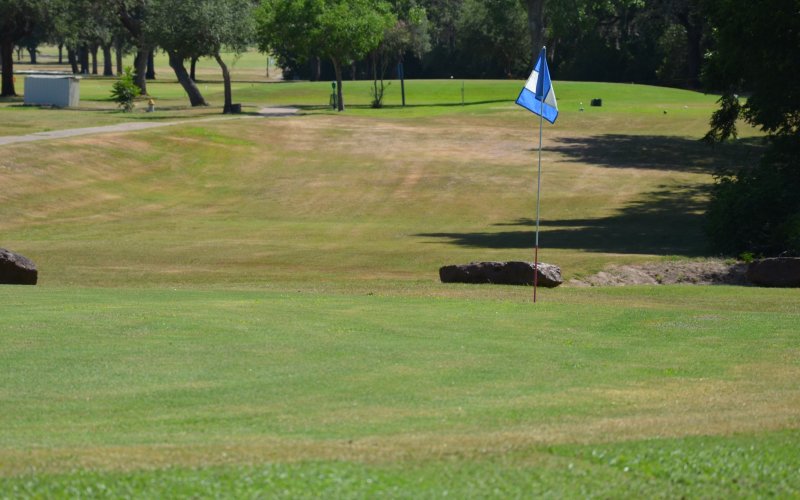 Hole No. Seven at the Yoakum Municipal Golf Course with Sunday bermudagrass June 20. Photo by Hans Lammeman.