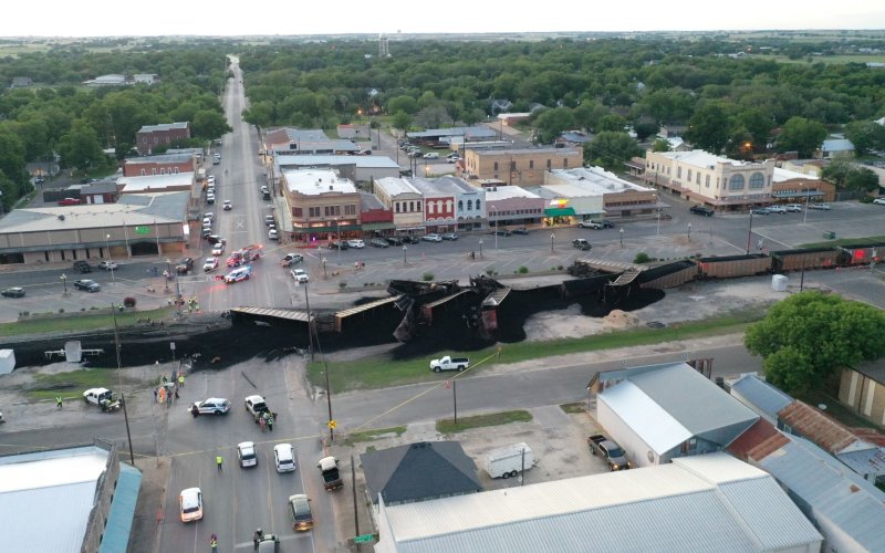 Another aerial of downtown Shiner Friday.