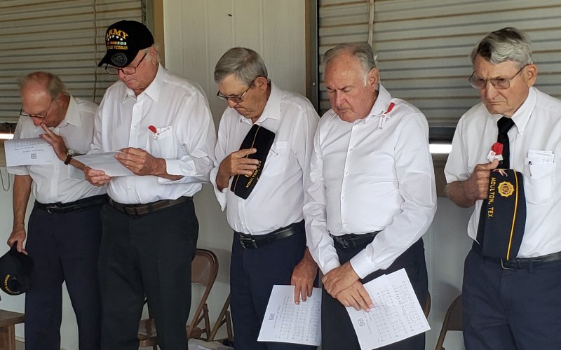 Post members pause for a moment to say a few words to the man upstairs.