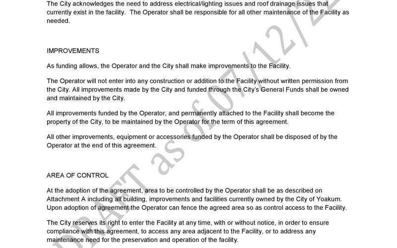 July 12 Yoakum Rodeo Arena Usage Draft Agreement Page 4