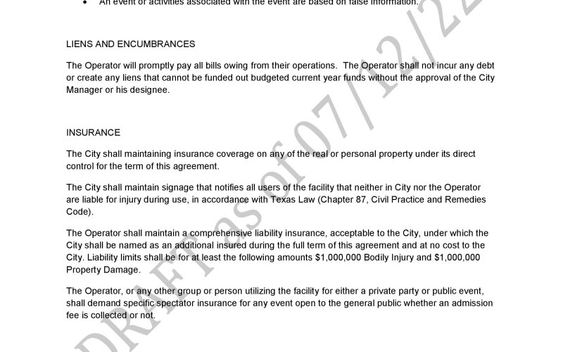 July 12 Yoakum Rodeo Arena Usage Draft Agreement Page 5