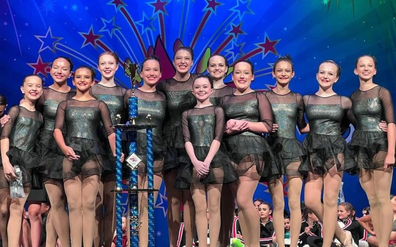 Pictured are On Pointe students who placed first in the Elite large group ballet for Dance of Knights.