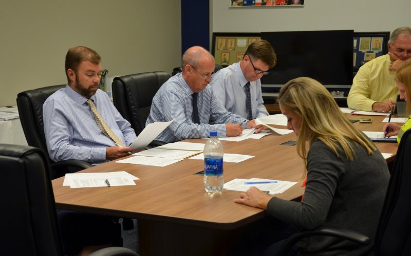 YISD trustees and staff review budget information Aug. 29.