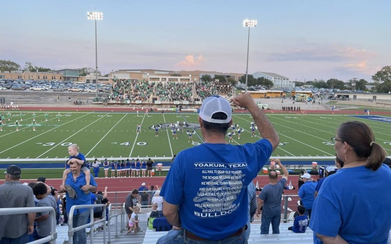 Crowds fill the bleachers at Bulldog Stadium Friday, Sept. 10. Photo by Hans Lammeman