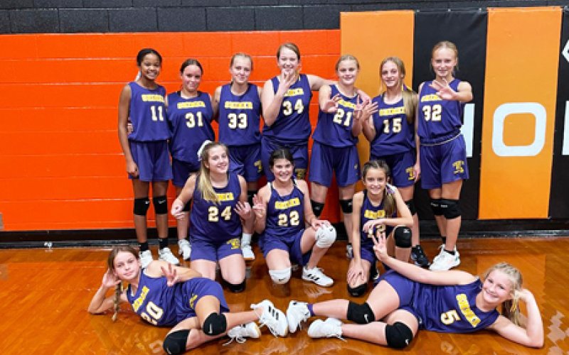 7A Lady Braves got third at Schulenburg. Not shown in order is Emersyn Boehm, Arian Brown, Cami Cowan, Kiera Curtis, Riley Fluitt Kalli Kupka, Marie Johnson, Harper Lenehan, Grace Nevlud, Addie Prove, Harlee Sevcik, and Paisly Wallace. Photo courtesy of Courtney Johnson.
