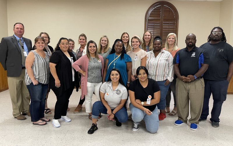 Pictured are new DLSEC staff members: (Back from left) Jason Appelt, Dr. Tina Herrington, Shyanne Bohac, Jessica Helweg, Lindsay Duty, Kasey McKamey, Casey Welch, Ashlee Coleman, (Middle from left) Joni Vasbinder, Valerie Sims, Sierra Carmona, Stacy Davenport, Megan Lahodny, Tanya Eldridge, Trinton Brooks, James Vaughn (Front from left) Tylan Rodriguez and Devanhi Soto. Contributed photo.