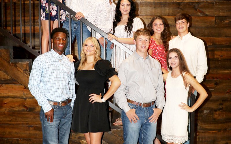 Pictured are, left to right, top row, left to right, Haley Patek and escort Hunter Knight, escort Bode Prove and Haven Flores, Riley Rainosek and escort Ryan Peterson; bottom row, left to right, escort Dalton Brooks and Avery Boedeker, escort Jake Davidson and Lauren Faldyn. Photo by Smile Time Photography.