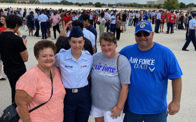 Pictured at the San Antonio event are, from left, Linda Machart (Katie’s grandmother), Katie Machart, and Tammy and David Machart (Katie’s parents).