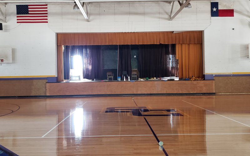 The stage as seen when you walk into the gym. Photos by Bobby Horecka