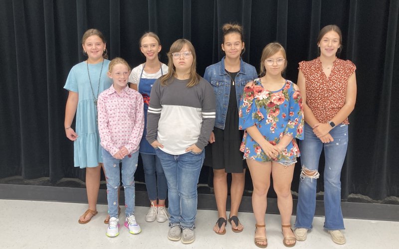 Lavaca County 4-H Food Show Participants: left to righ, Julie Henke, Addison Cain, Keely Knesek, Karlie Hotz, Sophia Etzler, Kaylie Hotz, and Aubrey Freytag.