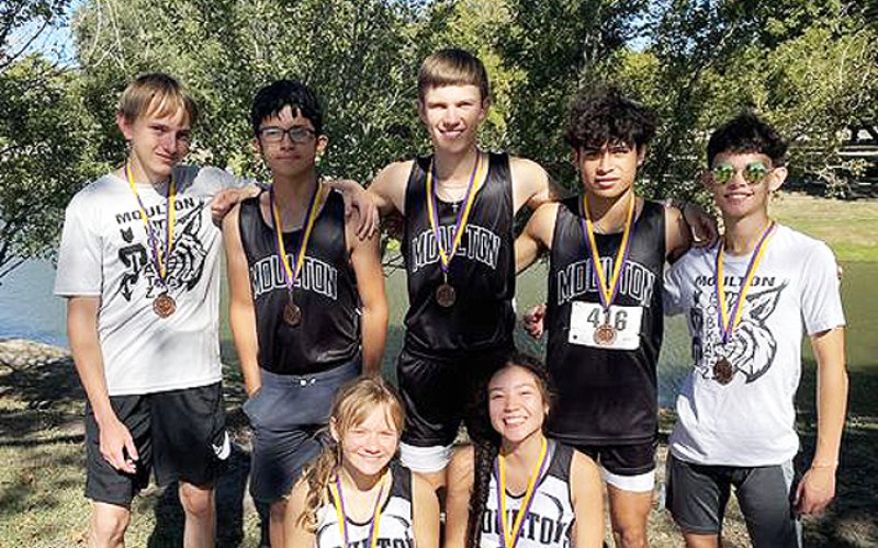 Top 20 finishers from the Shiner meet on Saturday. Not shown as written is Girls Varsity: Estefania Colachado, 6th; Karsyn Blahuta, 18th. Varsity Boys: Edgar Mendiola, 4th; Trenton Meisetschleager, 9th; Brayan Colchado, 11th; Seth Lopez 17th; Ricky Santana 18th; Andrew Guyn, 19th. Photo courtesy of Moulton ISD.