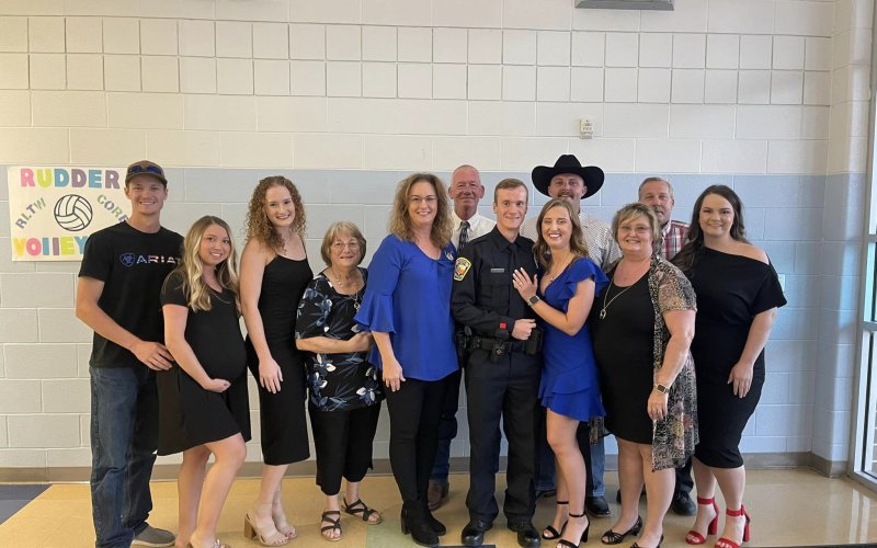 Pictured from left are brother Christopher and Kelsie Herman of Shiner, sister Emma Herman of Shiner, grandmother Marian Darilek of Moulton, parents Michelle and Brian Herman, Matthew and girlfriend, Ashley Pahl, and Ashley’s family from Hempstead,, Ben, Pam and Craig Pahl and Kelsey Goodell.