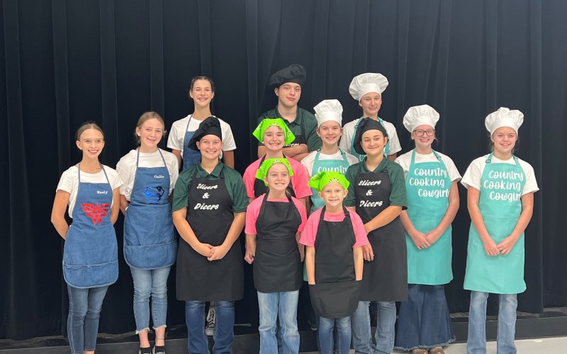 Lavaca County Food Challenge participants pictured left to right by team: front row, Baye Shimek, Chloe Jansky; middle row, Bethany Kram, Lily Janak, Katie Richter, and Taylor Self; back row, Keely Knesek, Callie Chrismon, Kara Remschel, Brodie Barta, Addison Greive, Abigail Siegel, and Brooke Rothbauer.