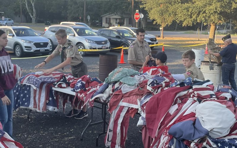 American Legion Post No. 230 in Hallettsville held their honorary flag retirement ceremony at the local Legion Hall in the city park. They were joined this year by the Boy Scouts of Hallettsville, who assisted local veterans prep all the old flags they’d been brought by those in the community to respectfully dispose of our national symbol with the all the respect she’s rightfully due. God bless America!