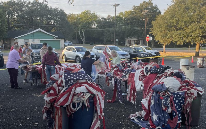 American Legion Post No. 230 in Hallettsville held their honorary flag retirement ceremony at the local Legion Hall in the city park. They were joined this year by the Boy Scouts of Hallettsville, who assisted local veterans prep all the old flags they’d been brought by those in the community to respectfully dispose of our national symbol with the all the respect she’s rightfully due. God bless America!