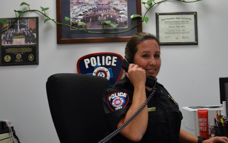 Lt. Erica Padilla’s retirement celebration is scheduled from 11 a.m. until 2 p.m. in Hallettsville City Hall on Thursday, Dec. 1.  Photo by Hans Lammeman