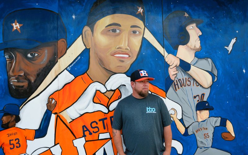 Bob Barrera hopes to introduce a new mural to the wall of his art studio every few months. Photos by Hans Lammeman