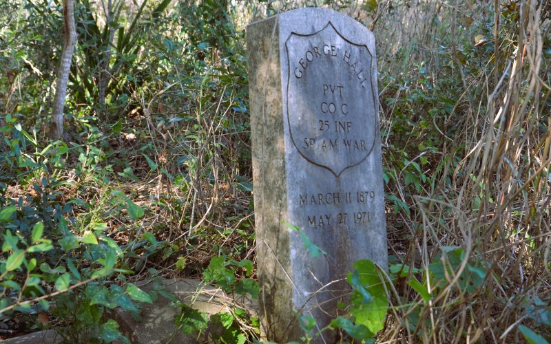 The Yoakum Colored Cemetery is said to contain veterans from the Spanish American War, the Vietnam War, the Korean War, World War I and World War II. Photos by Hans Lammeman