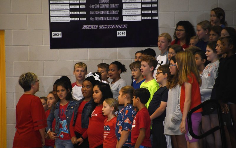 Kristin Neal’s 5th grade class recites the Declaration of Independence.