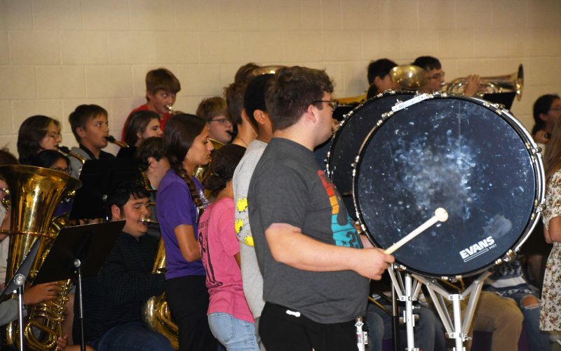 The Shiner Comanche band plays a song from the “Armed Forces on Parade” selection.
