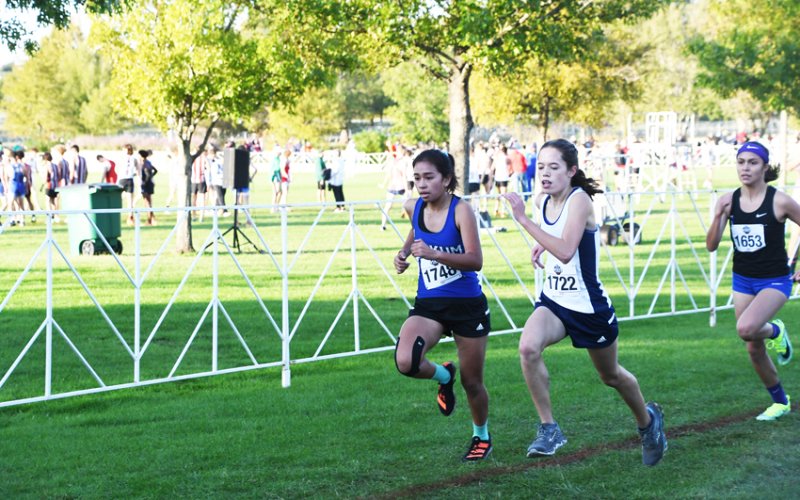 Lady Bulldog senior Gisela Martinez had a time of less than 13:20 to take No. 60 at the state cross-country meet on Saturday. Photo by Mark Lube.