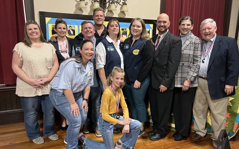 Pictured are, back row, left to right, cast members Erika Baker, Jodi Adamek, Steve Liberti, Gabe Adamek, Sarah Liberti, Anna Neskora, Luke Maier (Best Adult Debut Award), Teri Deringer, Bill Matthys (Sister Michelle Award); front row, Krystal Chavez, left, and Tatum Carson (Best Youth Debut Award). Not pictured are Elaine Berkovsky (Lamplighter Backstage Award), Janet Spies who portrayed Clara on Nov., 9, 18, 19, 20, crew members Darcy Hermes and Briana Baker.