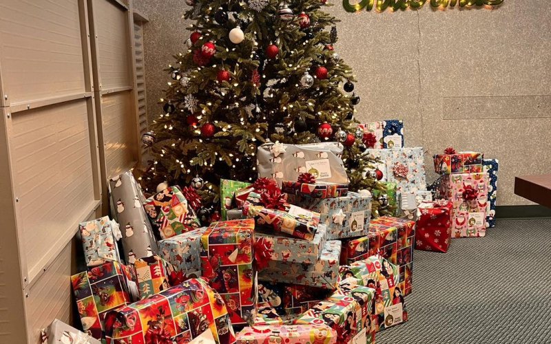 The donated gifts will be distributed at the DLEC’s annual Christmas event on December 13.