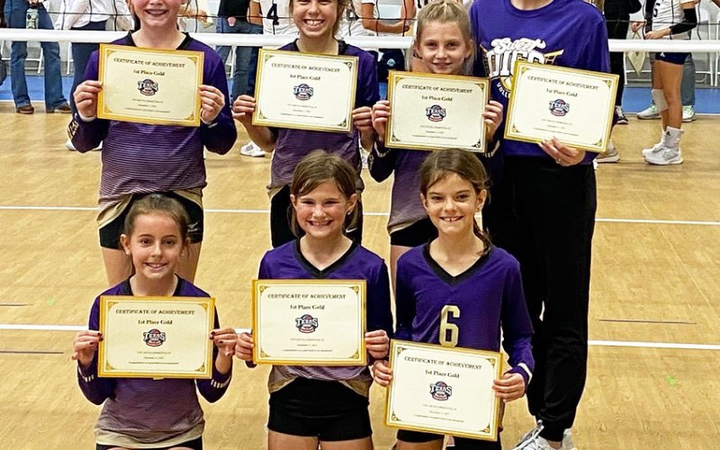 Bottom from left is Aria Roller, Aubrey Nevlud and Renee Johnson. Back row from left is Avery Colman, Ally Trojacak, Presley Pohler and coach Lauren Pohler. Not pictured is Camilla Lozano, Ava Sevcik and Emerson Hubbard. Photo courtesy of Lauren Pohler.
