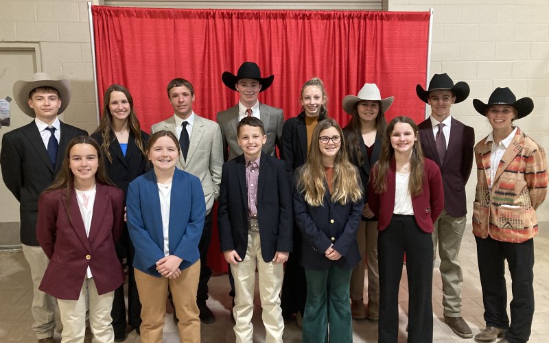 Hallettsville FFA &amp; Lavaca County 4-H members competed in the San Antonio Livestock Show Junior Commercial Steer competition recently with four members getting Top 10 honors. Front row from left are Holly Ressler, Abby Ressler, Trevor Phillips, Landry Whitley and Ashlyn Pustka. Back row from left are Ryan Janak (3rd place, Top test score and Top Rookie overall), Macey Pustka, Landon Koehne (fourth), Jett Long (tenth), Darby Phillips, Jessie Whitley, Jake Ressler (sixth) &amp; Jordan Whitley.