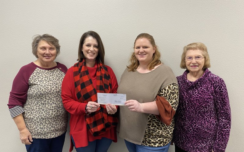 Pictured are, left to right, Mary Ann Janca (Vice President), Shiner Catholic School Principal Neely Yackel, Ashley Harbin (President) presenting check and Mary Ann Pavliska (Treasurer). Contributed photo.