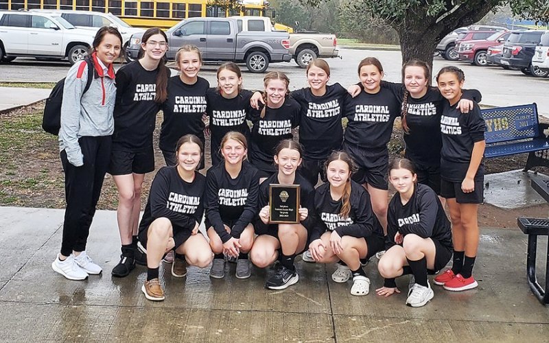 St. Ludmila Elementary Girls  basketball B Team. Top from left is  coach Lenae Long, Ashlin DeSarro, Celestine Filip, Emma Marshall, McKinley Jacobs, Hayden Rother, Reese Patek, Rebecca Brown and Emori Rodriguez. Bottom from leftis  Lexie Ulcak, Presley Rother, Reese Chilek, Annie Werner, and Annabelle Collins Photo courtesy of Karli Rodriguez.