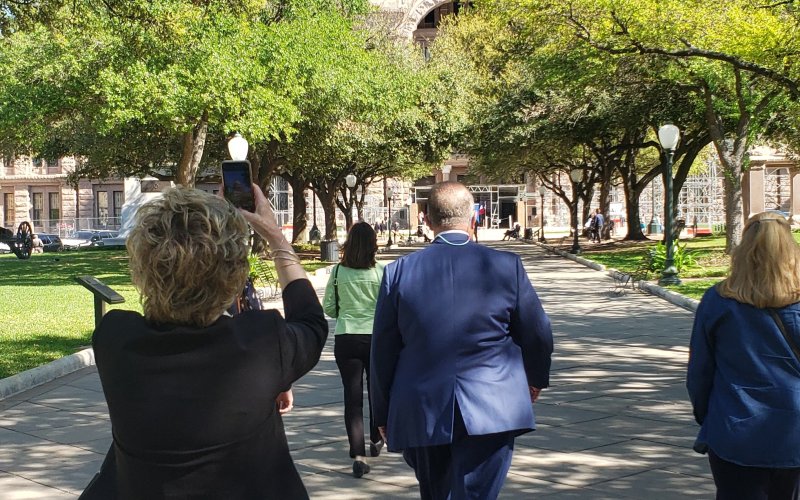 Lavaca County Auditor snaps a few quick frames of the Capitol Building Monday as the group makes its way inside.