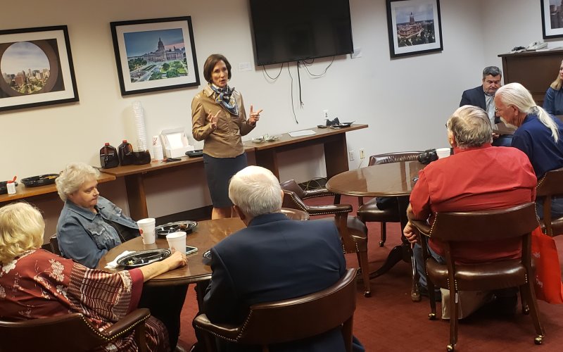 Sen. Lois Kolkhorst meets with her Lavaca County constituents over lunch Monday inside the capitol building.