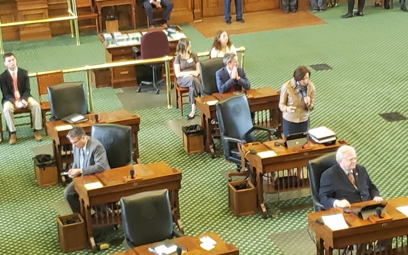 Sen. Kolkorst gears up for her rousing speech on the importance of Lav aca County, delivered from the floor of the Texas Senate as part of the day's business meeting for lawmakers.
