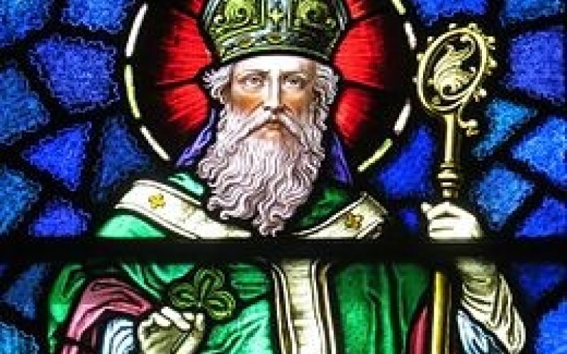 A stained piece from St. Patrick Catholic Church in Junction City, Ohio.