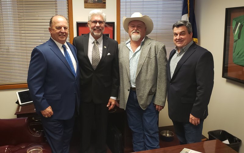Lavaca County Precinct 2 Commissioner Wayne Faircloth, a former member of the Texas House, seem to fall right back in step with his running buddies Austin legislative chambers. He's pictured here with State Rep. Lynn Stucky, Precinct 3 Commissioner Kenny Siegel, and County Judge Keith Mudd.